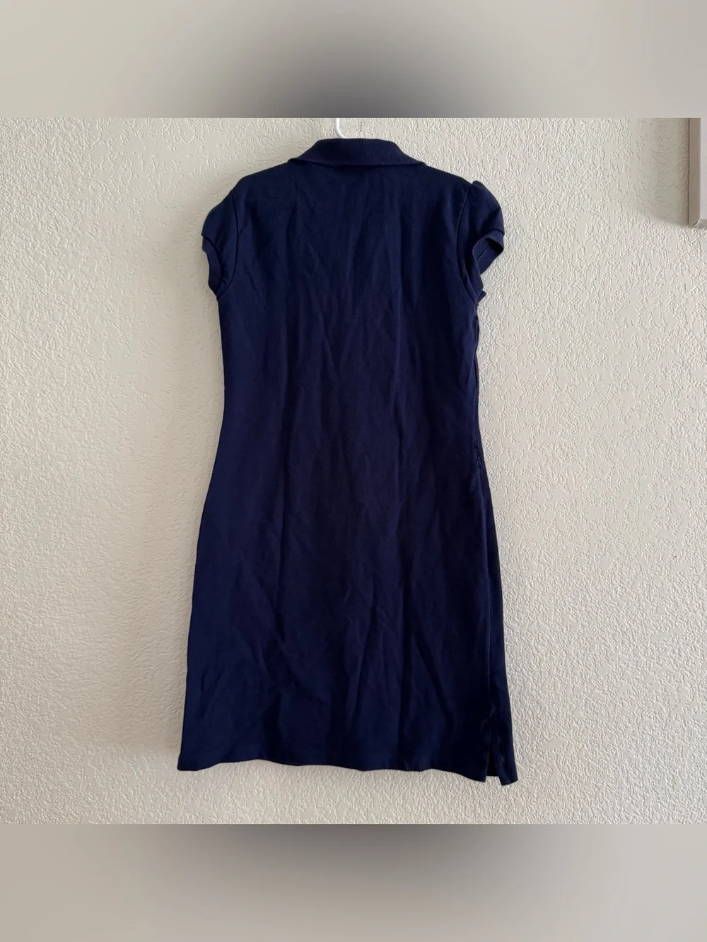Polo Ralph Lauren Navy Blue Short Sleeve Cotton Mesh Polo Dress L 12-14